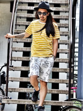 「O.C CREW（オーシークルー）のアイテム（パンツ）」を使った、Mashin Izumiさん（メンズ・170cm）の夏コーディネート