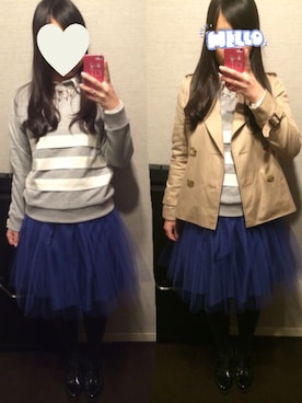 「MAISON KITSUNE」｜「アイテム（トレンチコート）」を使った、ERiKαᵕ̈*⑅さん（レディース・158cm）の春コーディネート