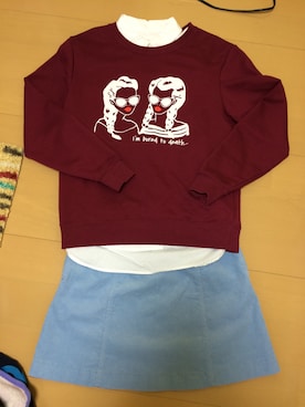 「スウェット×シャツ」｜Ⓜ︎さん（レディース・145cm）の冬コーディネート