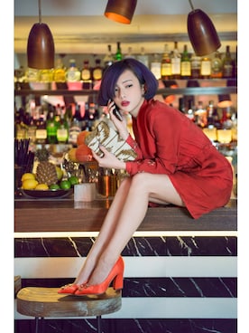 「chic」｜「アイテム（シャツワンピース）」を使った、natalie*田小熙さん（レディース・153cm）の春コーディネート