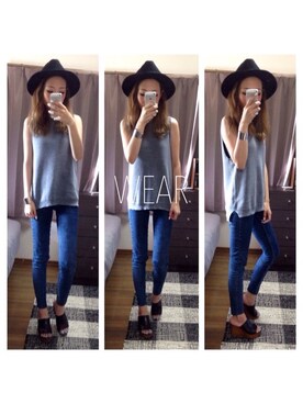 「ハットコーデ」｜txxrxkさん（レディース・155cm）の夏コーディネート