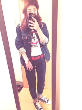 「Ungrid（アングリッド）の 【Casual】ｳﾞｨﾝﾃｰｼﾞGｼﾞｬﾝ （デニムジャケット）」を使った、mii095さん（レディース・155cm）の春コーディネート