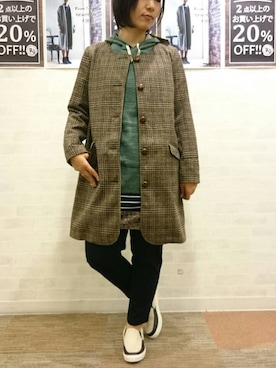 「フード」｜「アイテム（ノーカラージャケット）」を使った、❀Miyuki❀さん（レディース・158cm）の秋コーディネート
