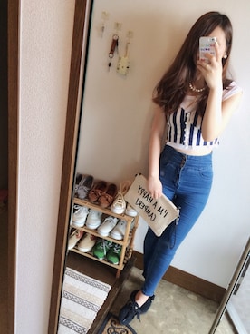 「ジャパンブルー」｜「アイテム（パンツ）」を使った、maminnieさん（レディース・170cm）の夏コーディネート