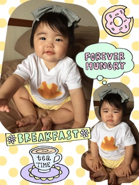 「CLASKA Gallery & Shop "DO"（クラスカ ギャラリー＆ショップ　ドー）のアイテム（Tシャツ/カットソー、ホワイト系）」を使った、hono♪さん（キッズ・100cm）の夏コーディネート