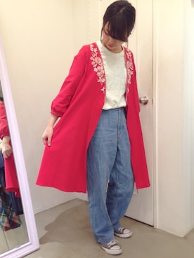 「My Fav. CHILD WOMAN（マイファブチャイルドウーマン）のアイテム（デニムパンツ）」を使った、kinさん（レディース・156cm）の春コーディネート