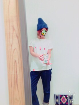 「TonyTaizsun（トニータイズサン）のアイテム（Tシャツ/カットソー、ホワイト系）」を使った、kerorinさん（レディース・151cm）の春コーディネート