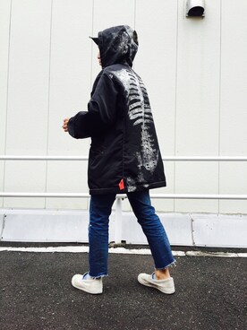 「CIMARRON（シマロン）のアイテム」を使った、西岡達也さん（メンズ・165cm）の秋コーディネート
