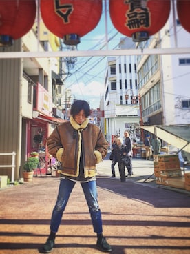「CIMARRON（シマロン）のアイテム」を使った、西岡達也さん（メンズ・165cm）の秋コーディネート