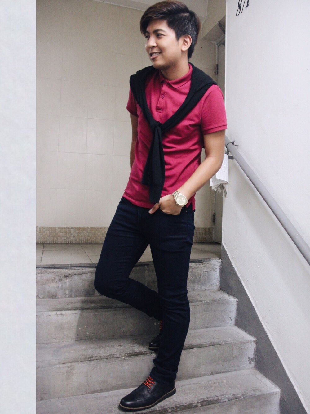 「WEARBOOKエントリー、WEARママ部、ZaloraxWear、Zalora、ZALORAxWEARstylesquad、zalorahk、zalora×wear、zaloramy、ootd、STYLE」｜「COLE HAANのオリジナルグランド ウィングチップ（ドレスシューズ、ブラック系）」を使った、Marky Regaladoさん（メンズ・175cm）の夏コーディネートの1枚目の写真