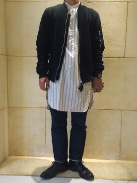 「nonnative（ノンネイティブ）のアイテム（スウェット）」を使った、H.Satoさん（メンズ・167cm）の冬コーディネート