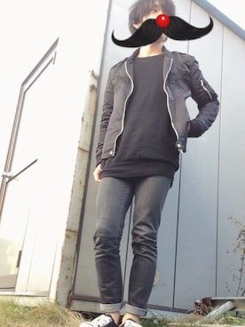 「黒ニット」｜kazuさん（メンズ・173cm）の冬コーディネート