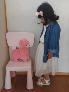 「Right-on（ライトオン）のアイテム（デニムジャケット）」を使った、kapiさん（キッズ・100cm）の春コーディネート