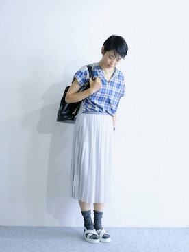 「FIL DE FER（フィルデフェール）のアイテム（スカート）」を使った、watanabe.さん（レディース・163cm）の夏コーディネート