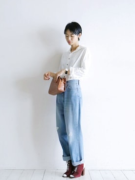 「アイテム（イヤリング、ブラウン系）」を使った、watanabe.さん（レディース・163cm）の夏コーディネート