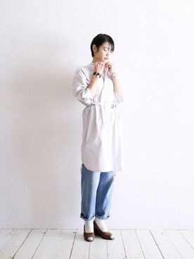 「FIL DE FER（フィルデフェール）のアイテム（シャツワンピース）」を使った、watanabe.さん（レディース・163cm）の秋コーディネート
