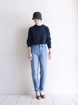 「ボーイズデニム」｜watanabe.さん（レディース・163cm）の冬コーディネート