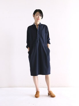 「FIL DE FER（フィルデフェール）のアイテム（シャツワンピース）」を使った、watanabe.さん（レディース・163cm）の冬コーディネート