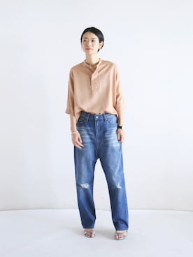 「FIL DE FER（フィルデフェール）のアイテム（デニムパンツ）」を使った、watanabe.さん（レディース・163cm）の春コーディネート