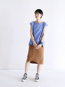 「FIL DE FER（フィルデフェール）のアイテム（スカート）」を使った、watanabe.さん（レディース・163cm）の夏コーディネート