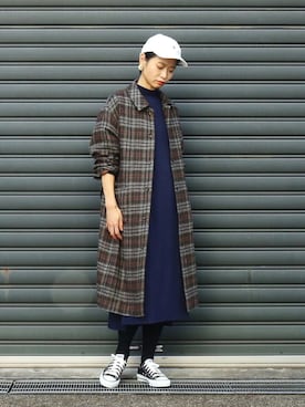 「FIL DE FER（フィルデフェール）のアイテム（ステンカラーコート）」を使った、watanabe.さん（レディース・163cm）の秋コーディネート
