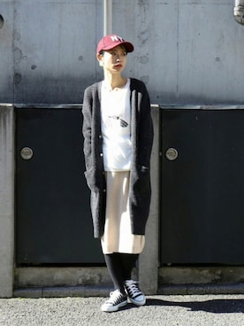 「FIL DE FER（フィルデフェール）のアイテム（カーディガン/ボレロ）」を使った、watanabe.さん（レディース・163cm）の秋コーディネート