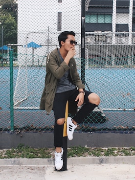 「TOPMAN（トップマン）のアイテム（マウンテンパーカー）」を使った、fdzlyfadzlyさん（メンズ・177cm）の夏コーディネート