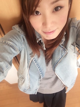 「Arnold Palmer（アーノルドパーマー）のアイテム（ライダースジャケット）」を使った、たばちぃさん（レディース・163cm）の春コーディネート