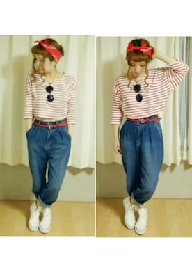 「マムジーンズ」｜miyuさん（レディース・156cm）の春コーディネート