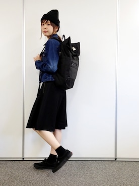 「LBC（エルビーシー）のアイテム（デニムジャケット）」を使った、おかださん（レディース・164cm）の冬コーディネート