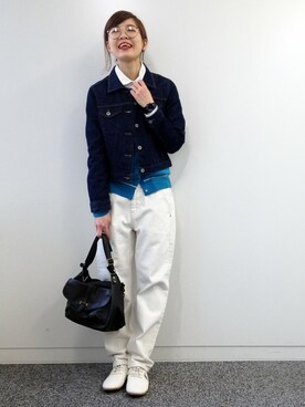「LBC（エルビーシー）のアイテム（デニムジャケット）」を使った、おかださん（レディース・164cm）の冬コーディネート