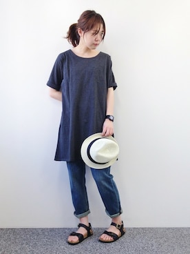 「LBC（エルビーシー）のアイテム（帽子）」を使った、おかださん（レディース・164cm）の春コーディネート