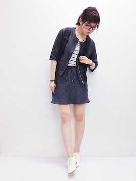 「LBC（エルビーシー）のアイテム（ノーカラージャケット）」を使った、おかださん（レディース・164cm）の夏コーディネート