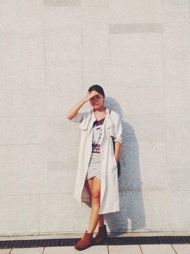 「H&M」｜「H&M（エイチ・アンド・エム）のアイテム（トレンチコート）」を使った、Mandyjimzさん（レディース・160cm）の夏コーディネート