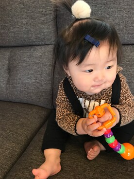 「Birthday（バースデイ）のアイテム（サロペット/オーバーオール、ブラック系）」を使った、♡kikka・akito♡さん（キッズ・110cm）の秋コーディネート