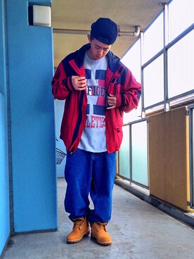 「TOMMY HILFIGER（トミーヒルフィガー）のアイテム（マウンテンパーカー）」を使った、YUTAROさん（メンズ・178cm）の春コーディネート