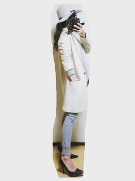 「LUCA/LADY LUCK LUCA（ルカ/レディラックルカ）のアイテム（チェスターコート）」を使った、haruharu0907さん（レディース・165cm）の冬コーディネート