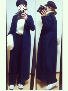 「SNIDEL（スナイデル）のアイテム（スラックス）」を使った、haruharu0907さん（レディース・165cm）の冬コーディネート