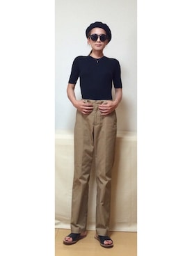 「SLY（スライ）のWOOLベレー帽（ハンチング/ベレー帽）」を使った、haruharu0907さん（レディース・165cm）の夏コーディネート