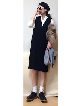 「SLY（スライ）のWOOLベレー帽（ハンチング/ベレー帽）」を使った、haruharu0907さん（レディース・165cm）の秋コーディネート