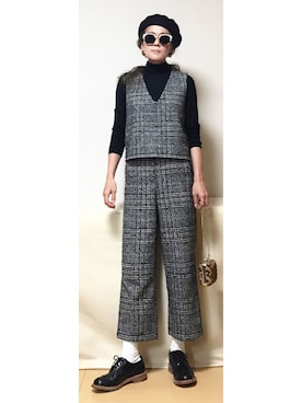 「SLY（スライ）のWOOLベレー帽（ハンチング/ベレー帽）」を使った、haruharu0907さん（レディース・165cm）の秋コーディネート