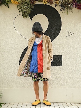 「AlexanderLeeChang（アレキサンダーリーチャン）のアイテム（ステンカラーコート）」を使った、nonakaさん（メンズ・183cm）の秋コーディネート