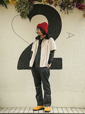 「AlexanderLeeChang（アレキサンダーリーチャン）のアイテム（サロペット/オーバーオール）」を使った、nonakaさん（メンズ・183cm）の秋コーディネート