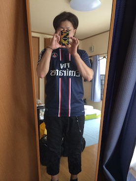 「サッカー」｜「アイテム（その他トップス）」を使った、オクシンさん（メンズ・170cm）の夏コーディネート