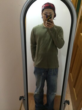 「アイテム（ウォレットチェーン）」を使った、オクシンさん（メンズ・170cm）の秋コーディネート