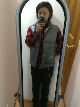 「BASECONTROL（ベースコントロール）のアイテム（ダウンベスト）」を使った、オクシンさん（メンズ・170cm）の秋コーディネート