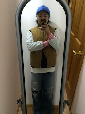 「uniform experiment」｜「アイテム（スウェット）」を使った、オクシンさん（メンズ・170cm）の冬コーディネート