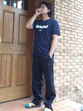 「F.C.R.B.（エフシーアールビー）のアイテム（サンダル）」を使った、オクシンさん（メンズ・170cm）の夏コーディネート