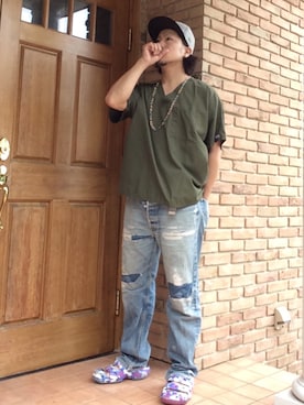 「nonnative（ノンネイティブ）のアイテム（アクセサリー）」を使った、オクシンさん（メンズ・170cm）の夏コーディネート