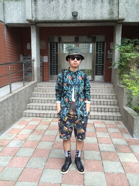 「DEMARCOLAB（デマルコラブ）のアイテム（ハット）」を使った、McKeyさん（メンズ・173cm）の夏コーディネート